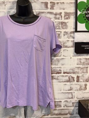 Midnight by Carole Hochman Lilac Short-Sleeve Pocket Tee and matching shorts